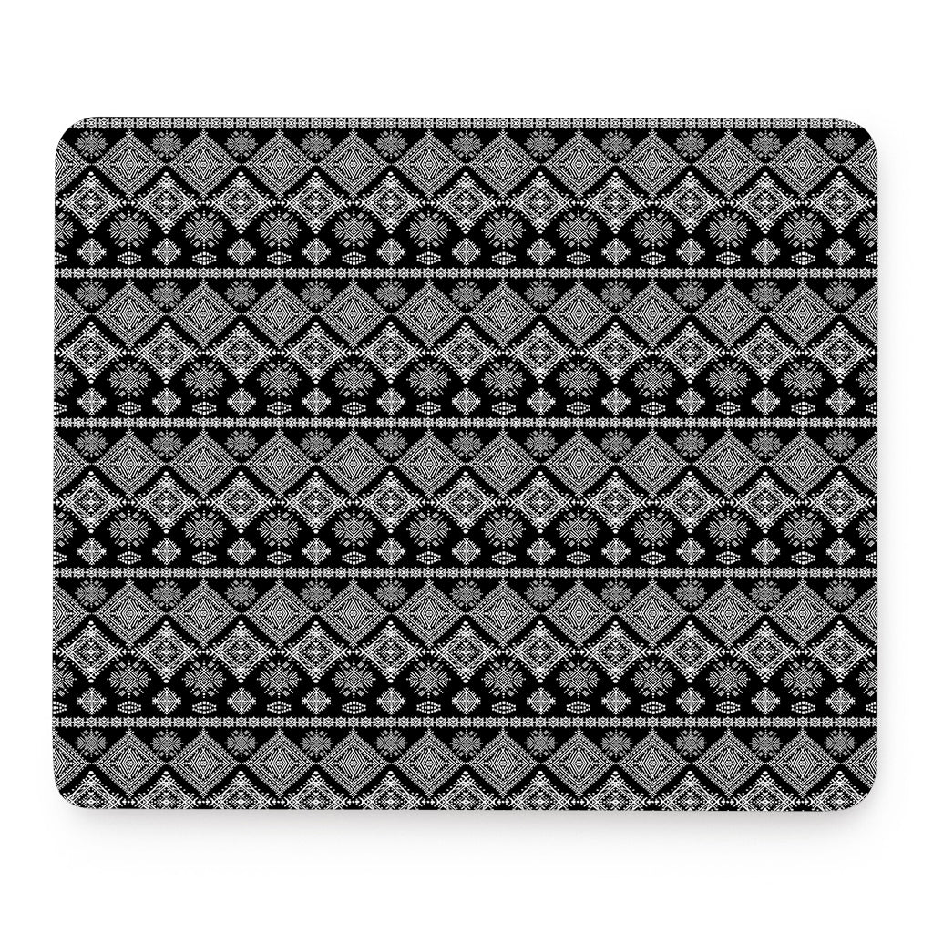 Black And White Boho Tribal Print Mouse Pad