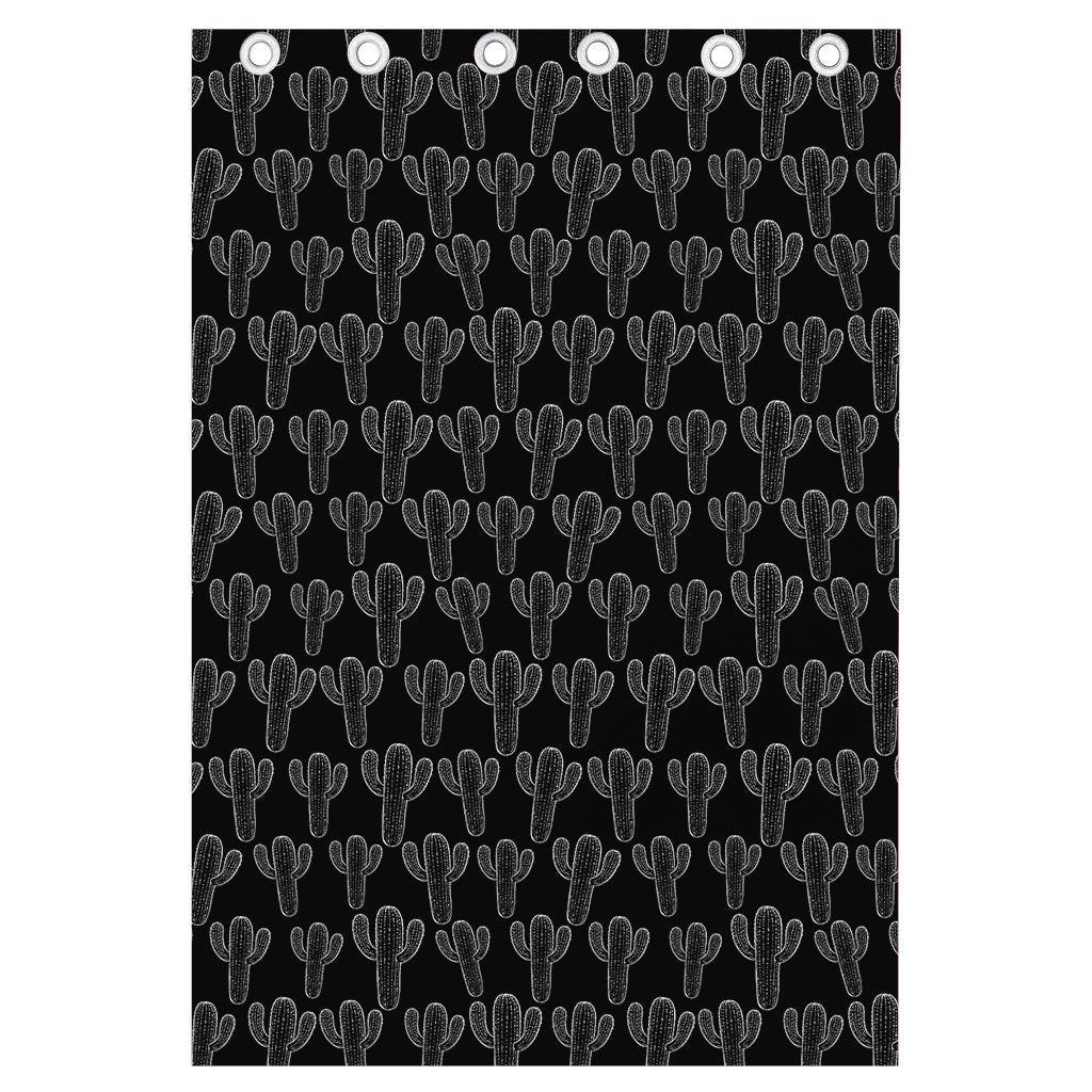 Black And White Cactus Pattern Print Curtain