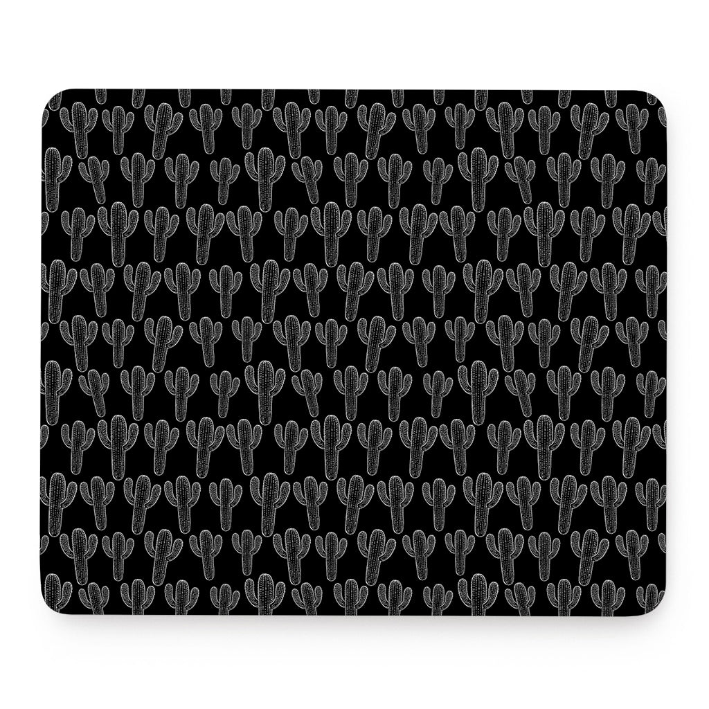 Black And White Cactus Pattern Print Mouse Pad
