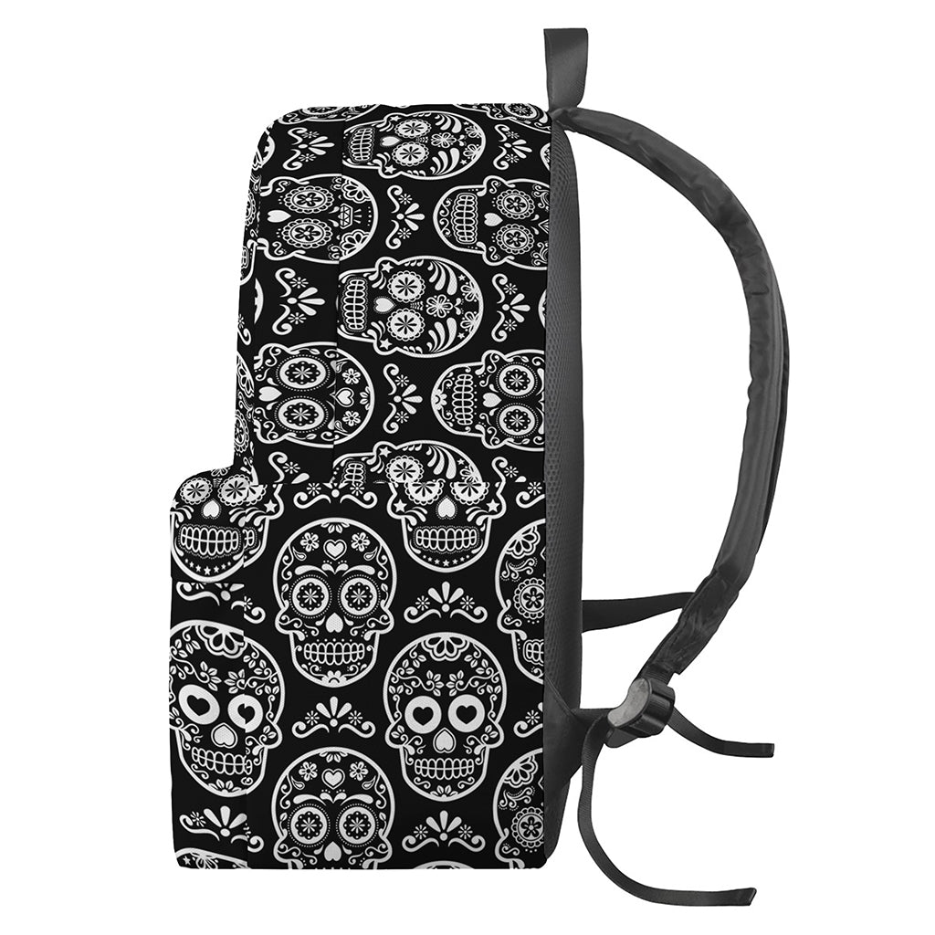Black And White Calavera Skull Print Backpack