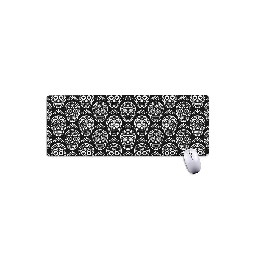 Black And White Calavera Skull Print Extended Mouse Pad