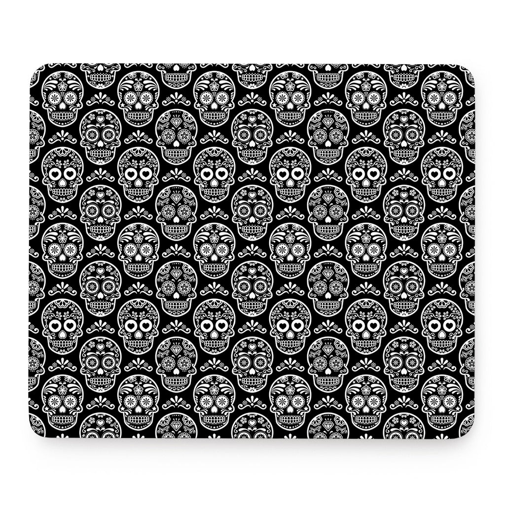 Black And White Calavera Skull Print Mouse Pad