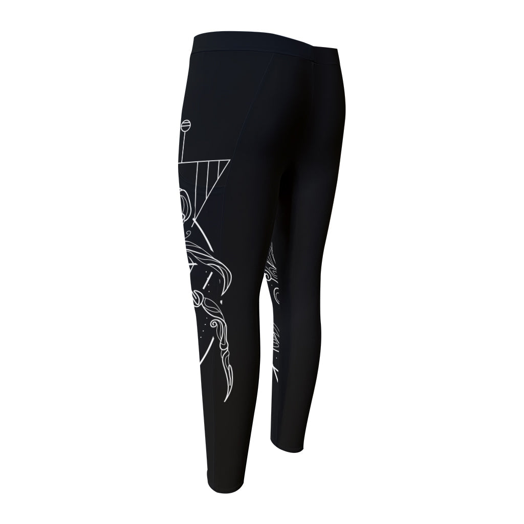 Black And White Cancer Sign Print Men's Compression Pants