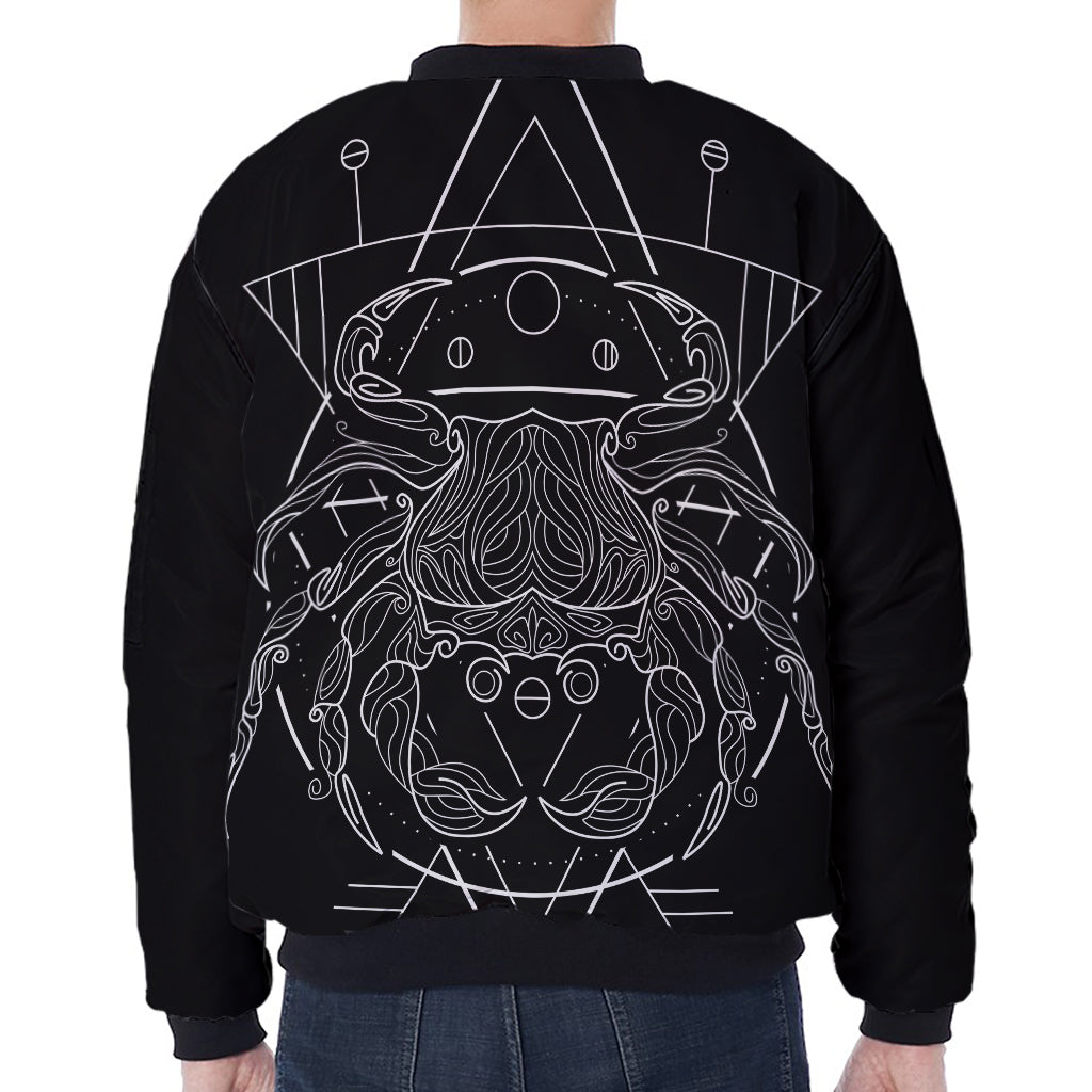 Black And White Cancer Sign Print Zip Sleeve Bomber Jacket