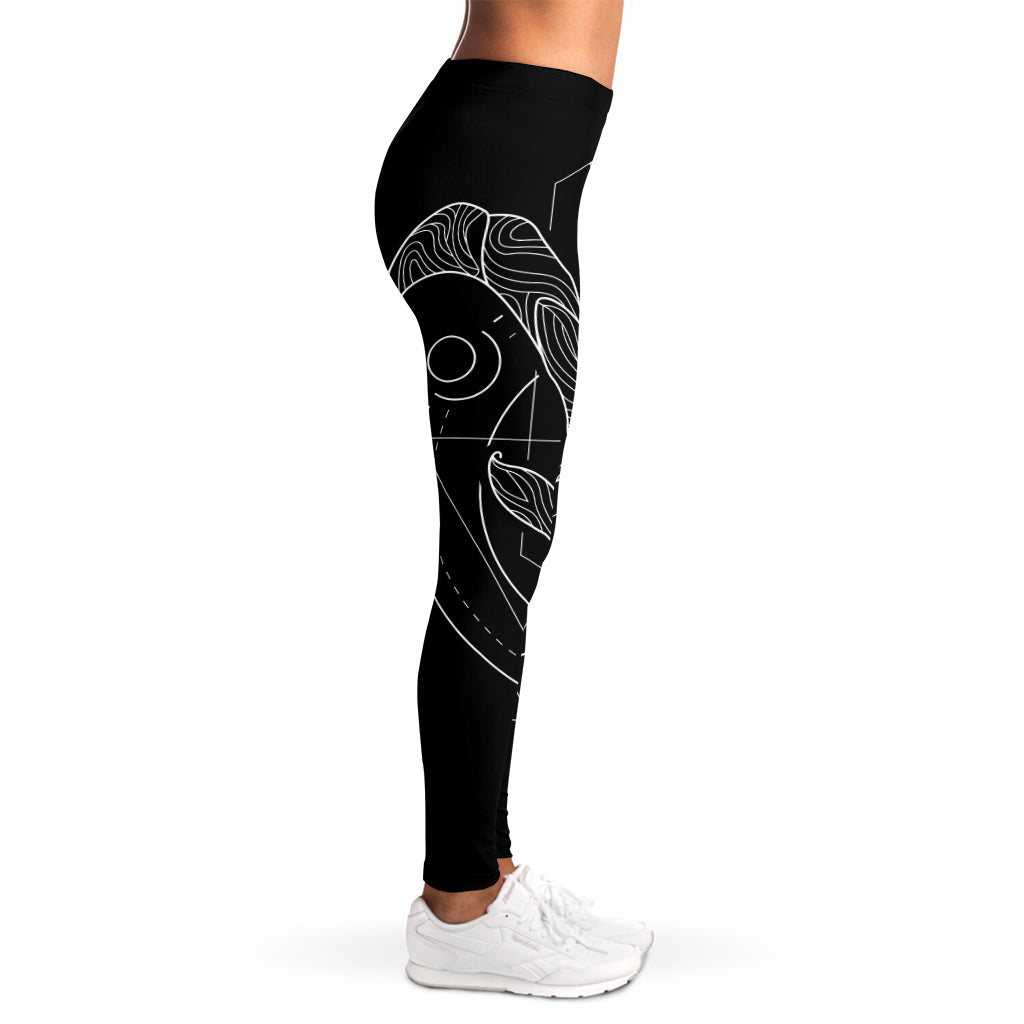 Black And White Capricorn Sign Print Women's Leggings