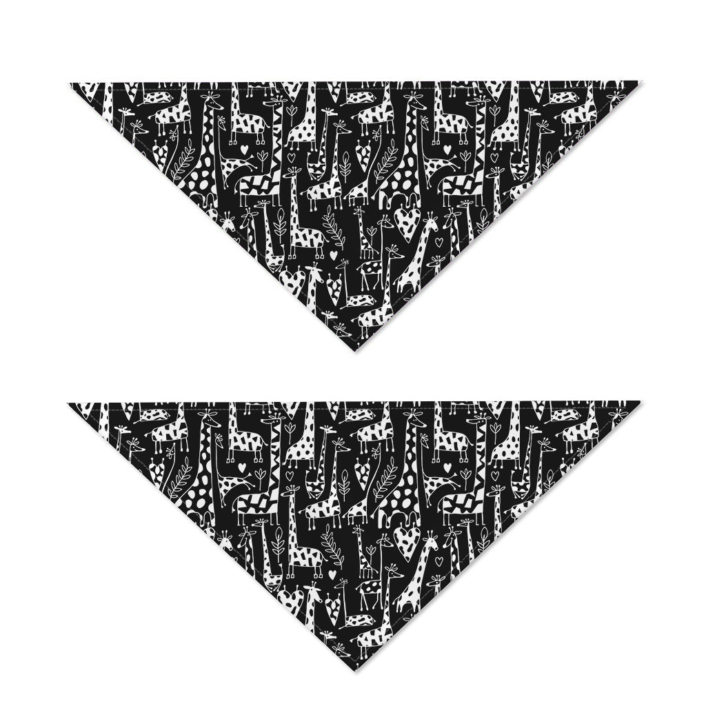 Black And White Cartoon Giraffe Print Dog Bandana