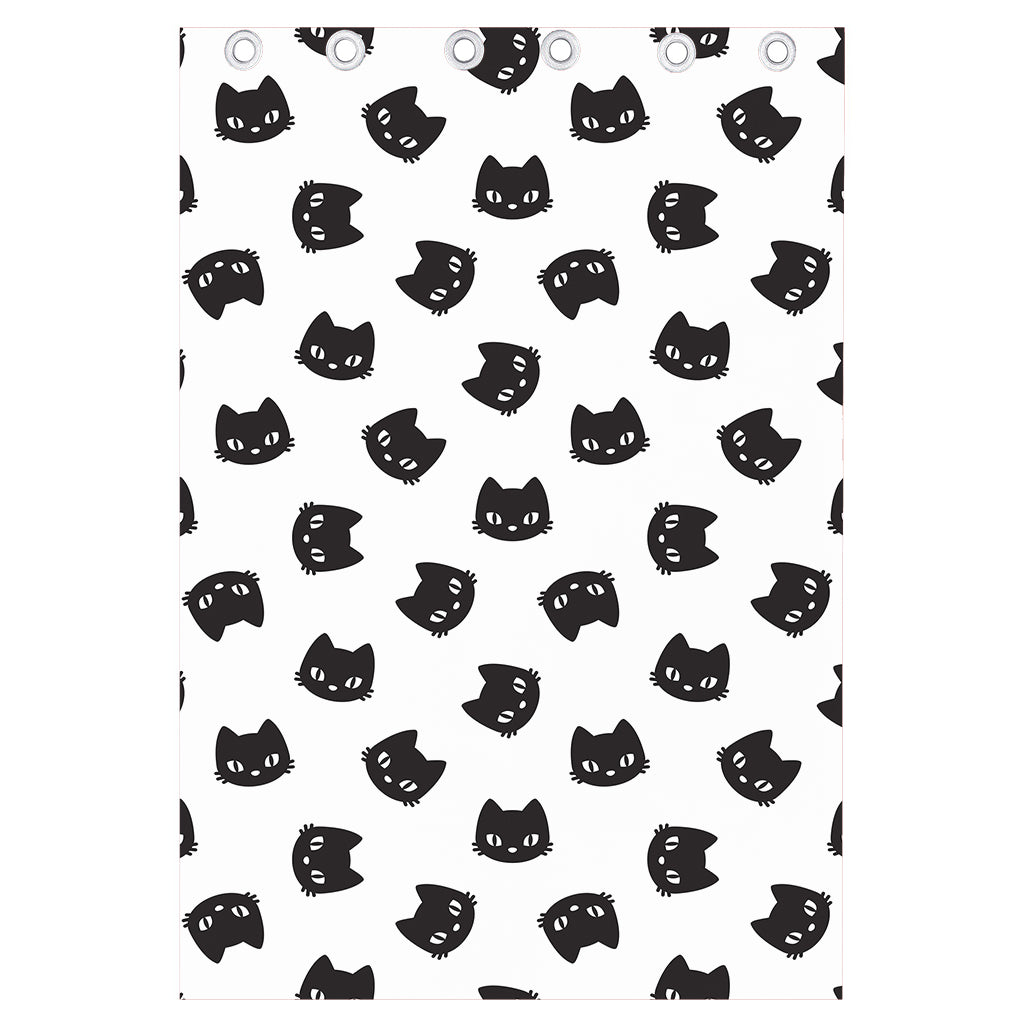 Black And White Cat Pattern Print Curtain