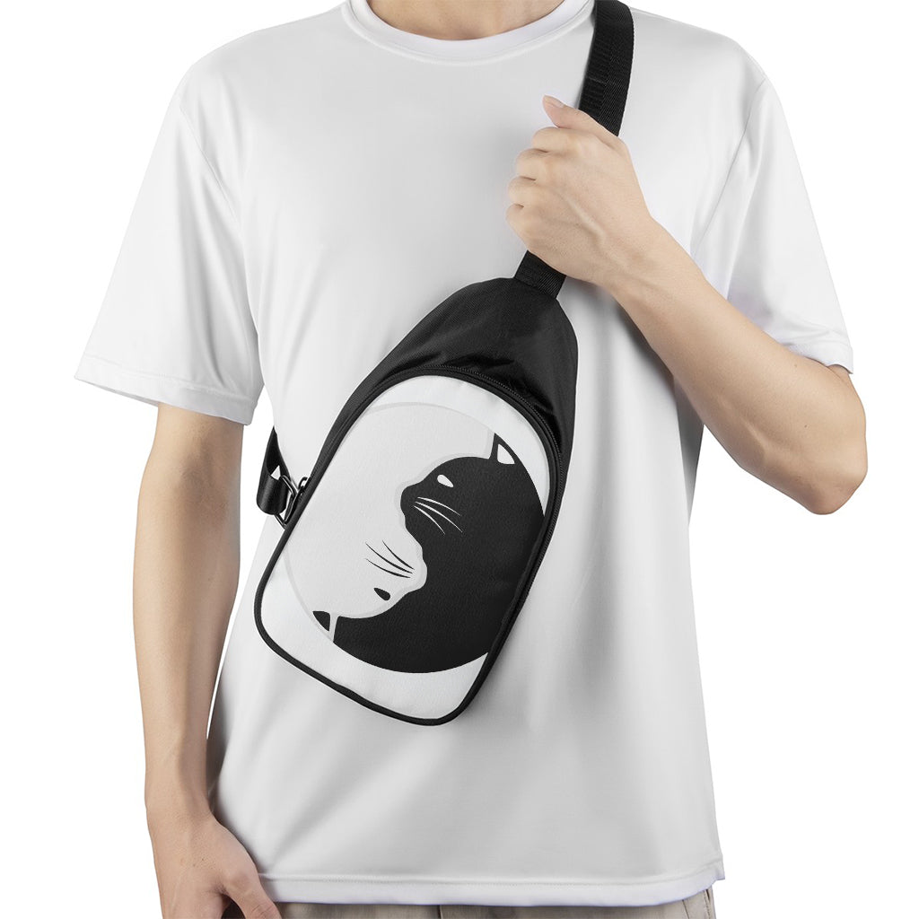 Black And White Cat Yin Yang Print Chest Bag