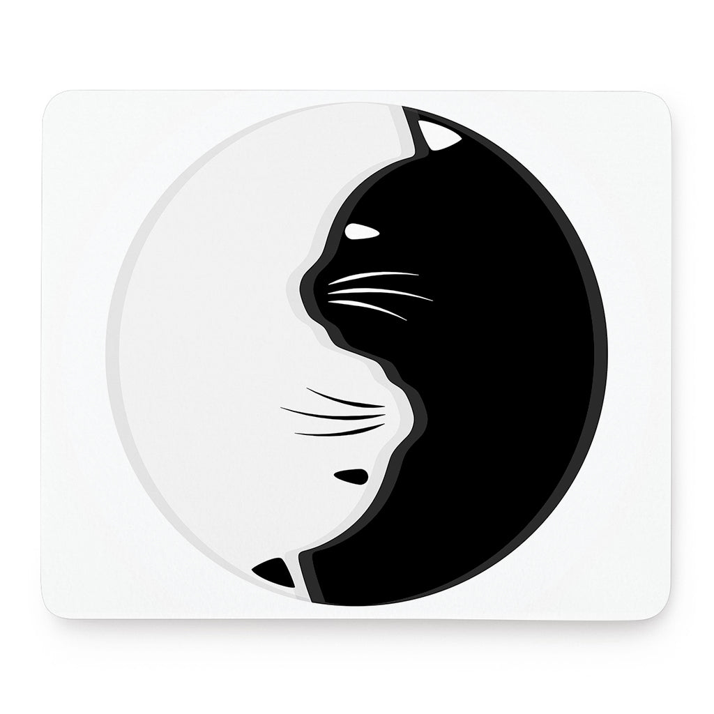 Black And White Cat Yin Yang Print Mouse Pad