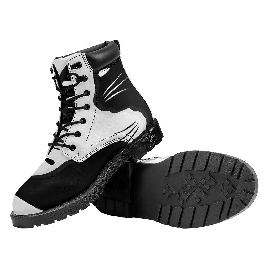 Black And White Cat Yin Yang Print Work Boots