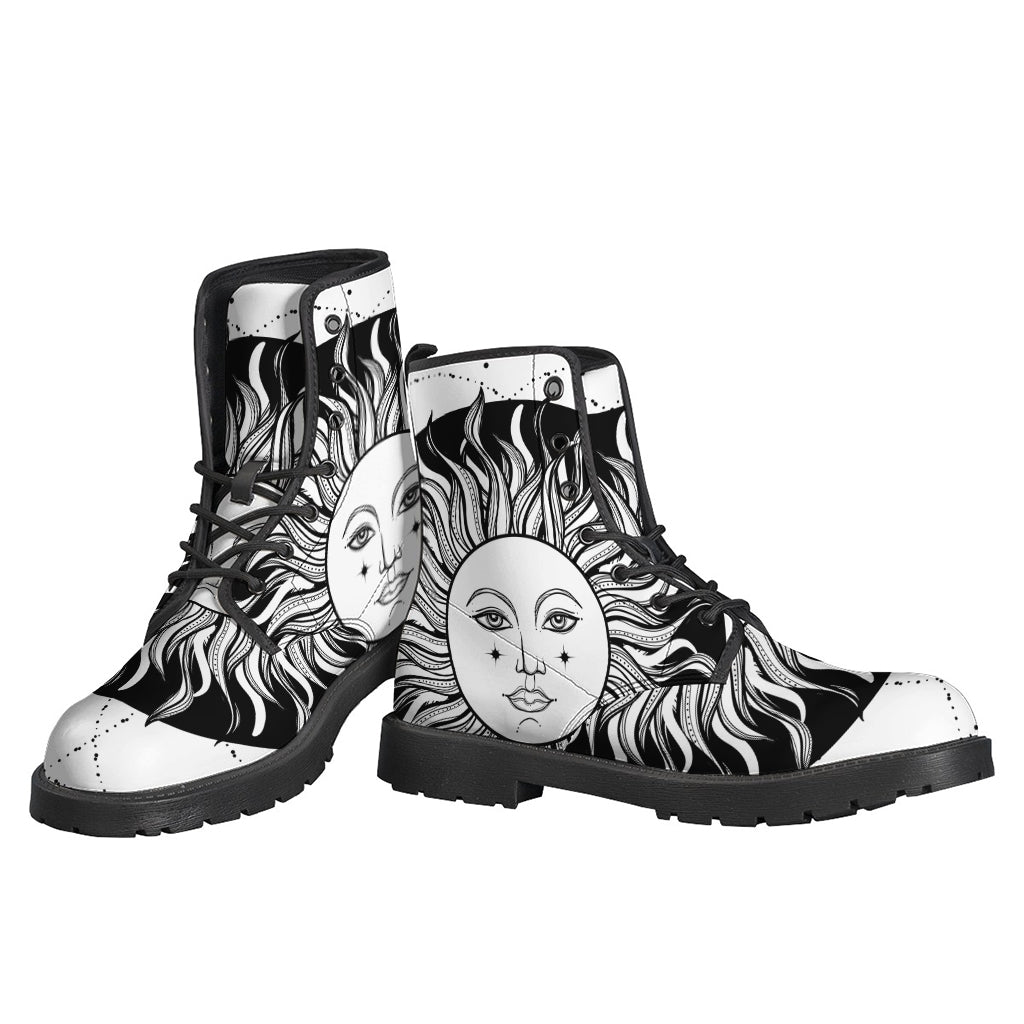 Black And White Celestial Sun Print Backpack