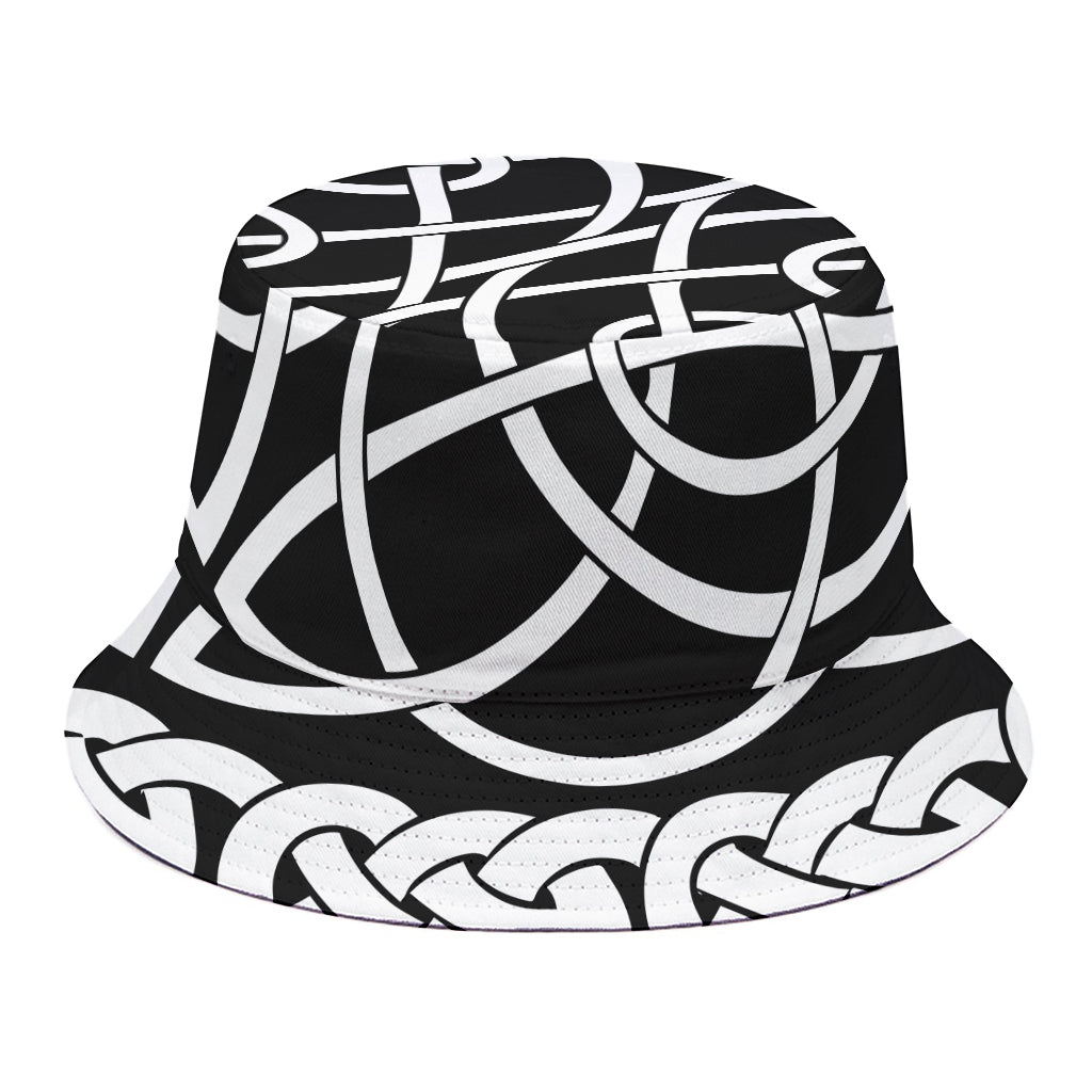 Black And White Celtic Knot Print Bucket Hat