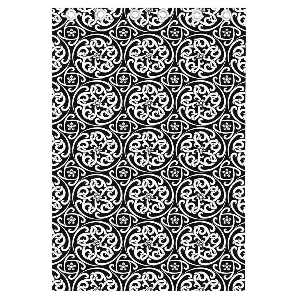 Black And White Celtic Pattern Print Curtain