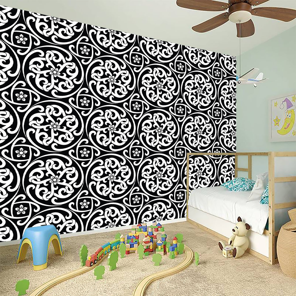 Black And White Celtic Pattern Print Wall Sticker