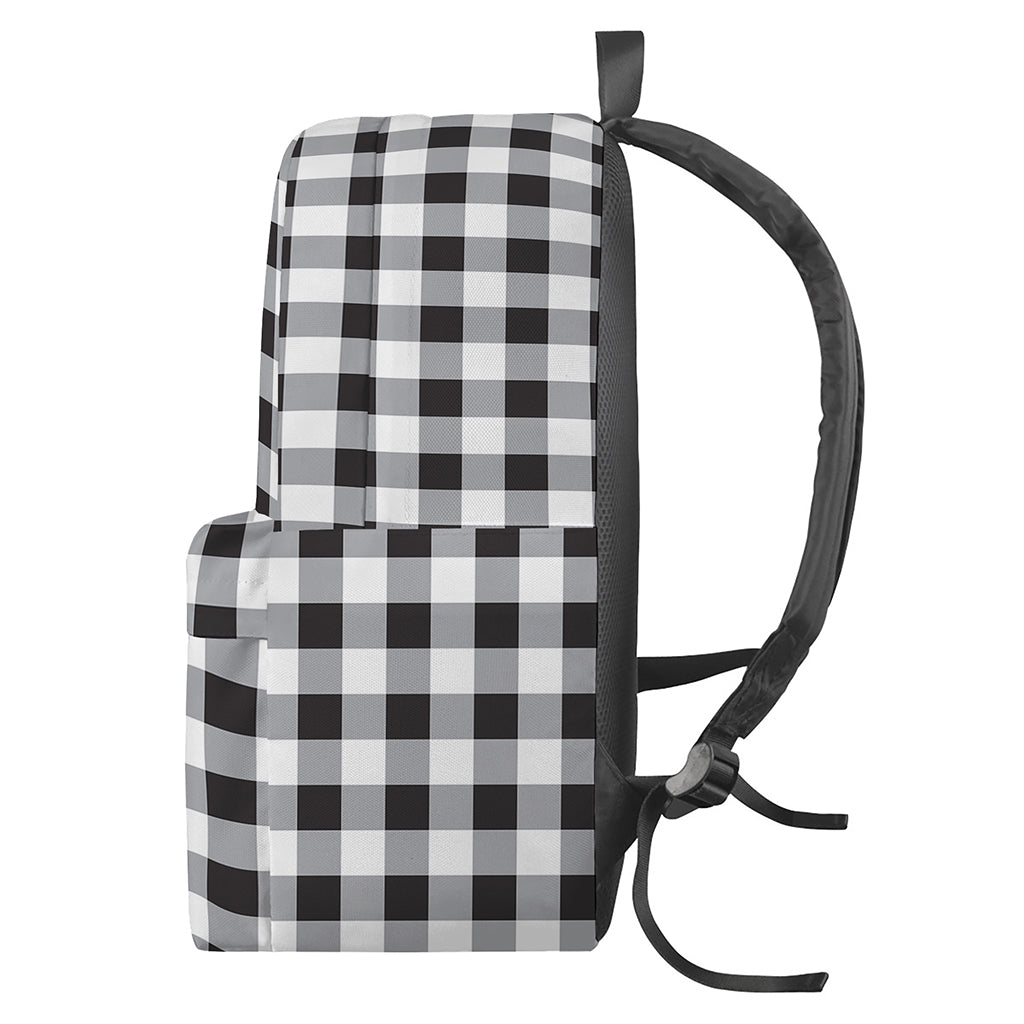 Black And White Check Pattern Print Backpack