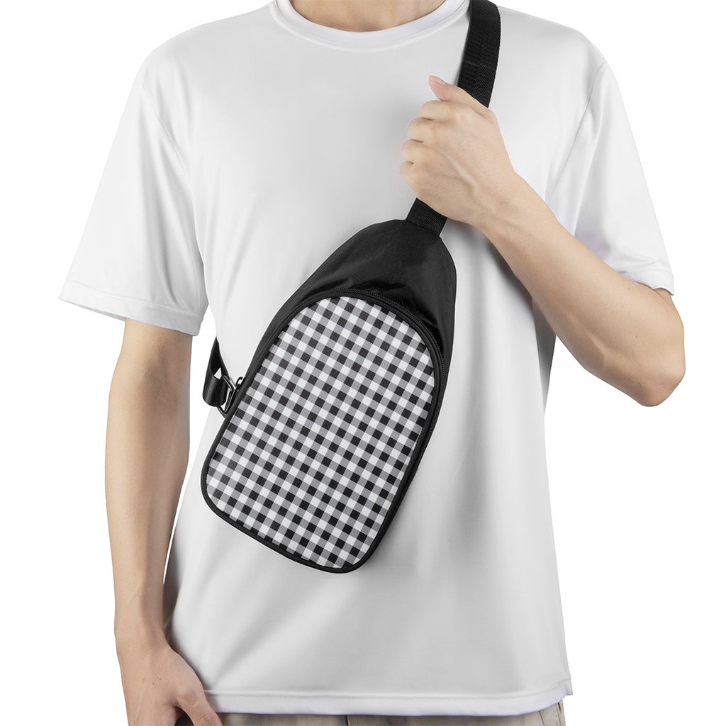 Black And White Check Pattern Print Chest Bag
