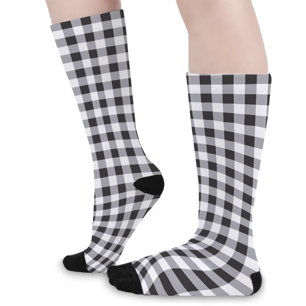 Black And White Check Pattern Print Long Socks