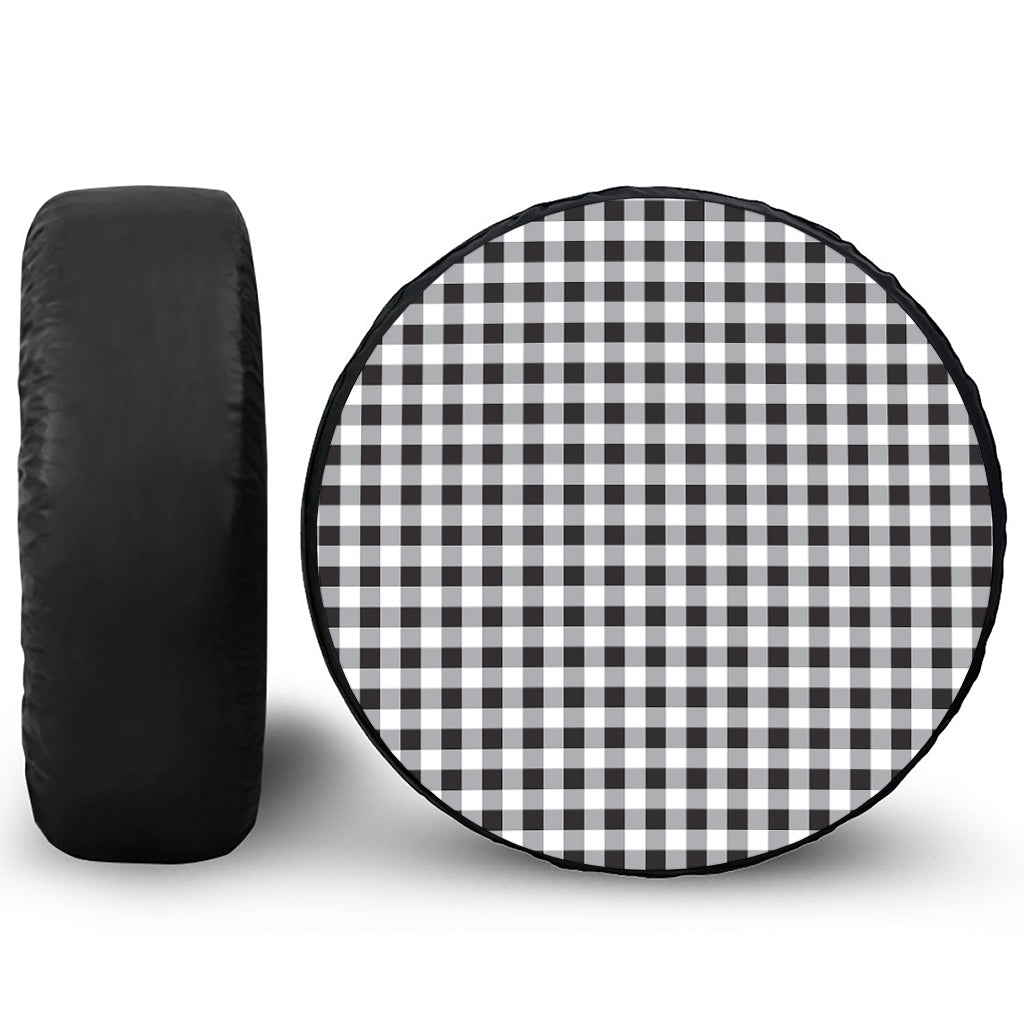 Black And White Check Pattern Print Tire Cover