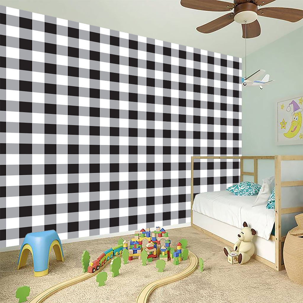 Black And White Check Pattern Print Wall Sticker