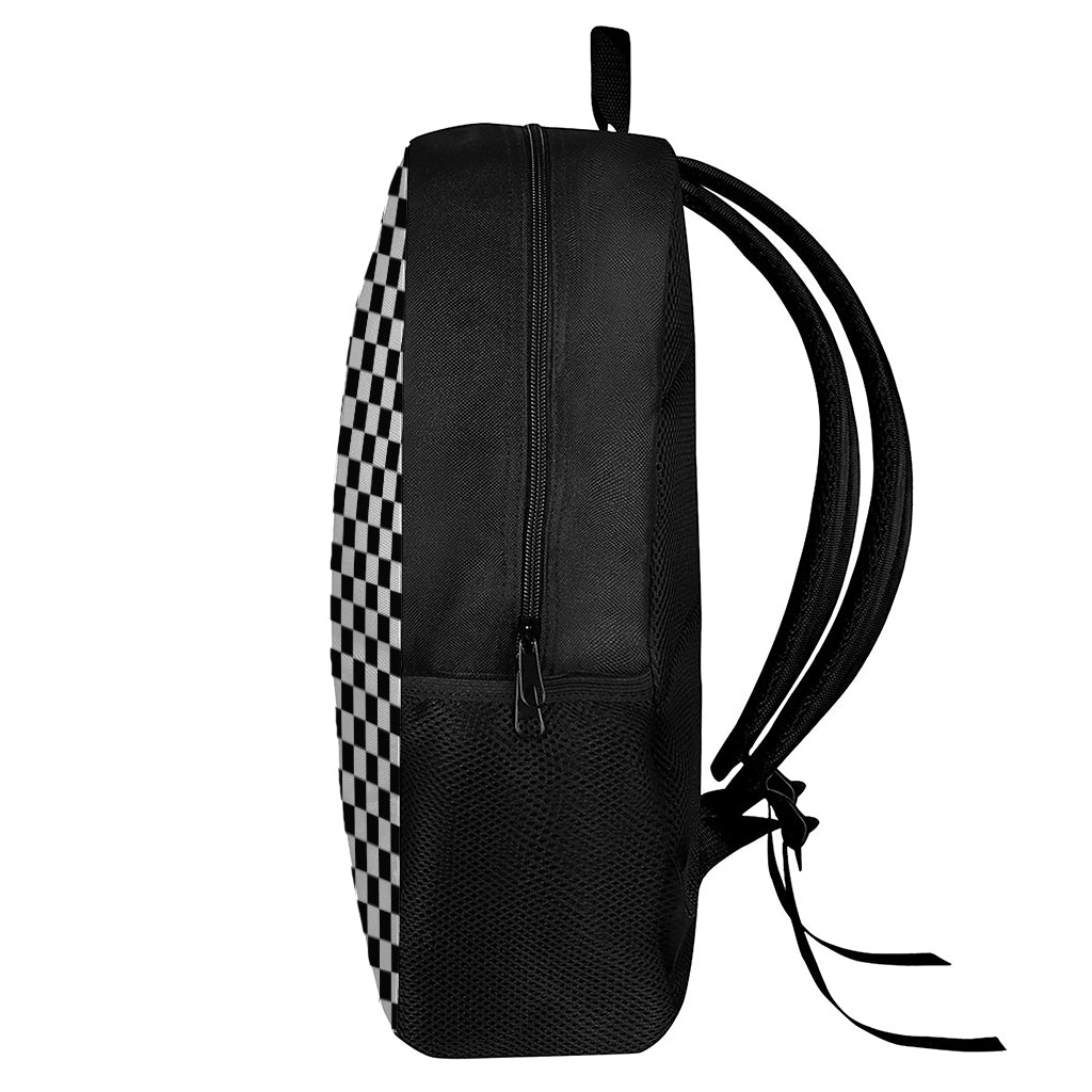 Black And White Checkered Pattern Print 17 Inch Backpack