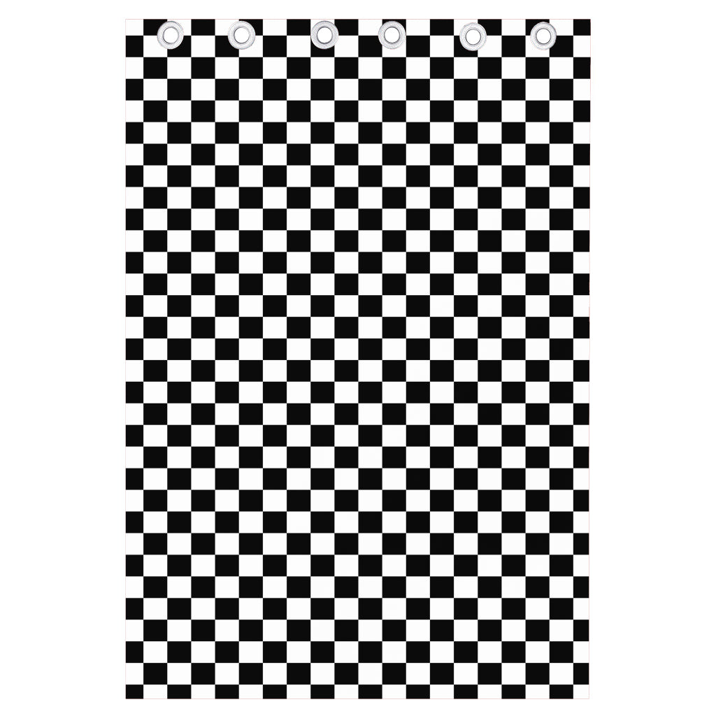 Black And White Checkered Pattern Print Curtain