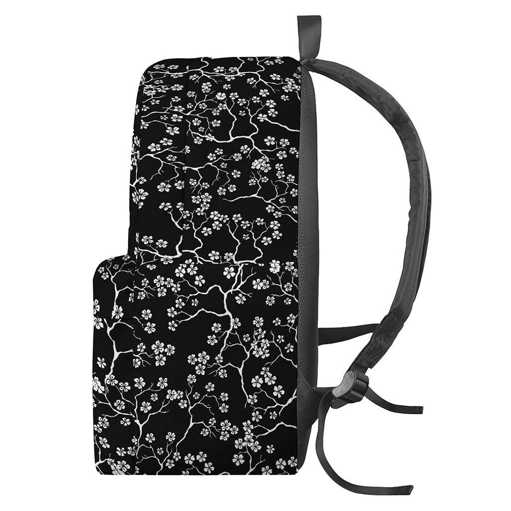Black And White Cherry Blossom Print Backpack