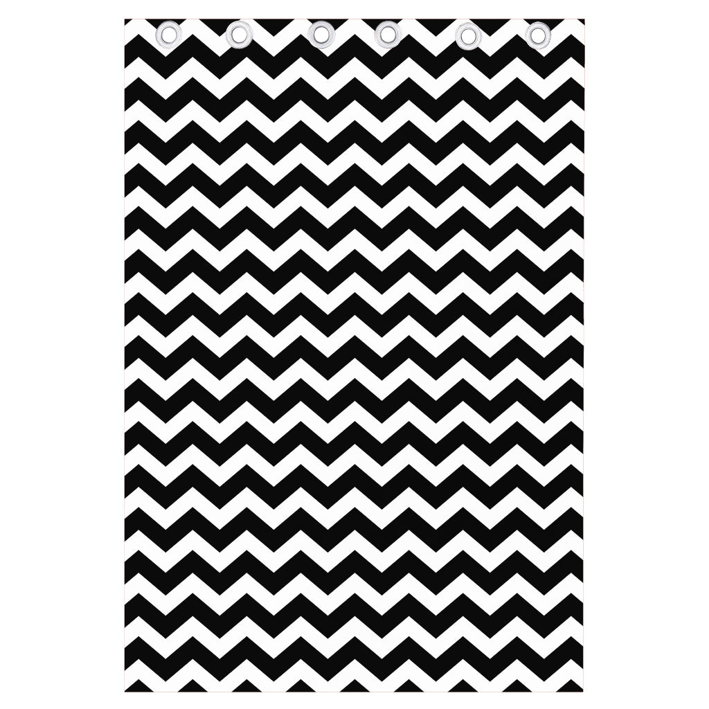Black And White Chevron Pattern Print Curtain