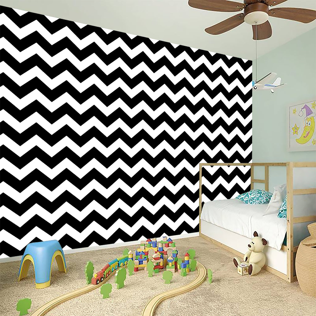 Black And White Chevron Pattern Print Wall Sticker