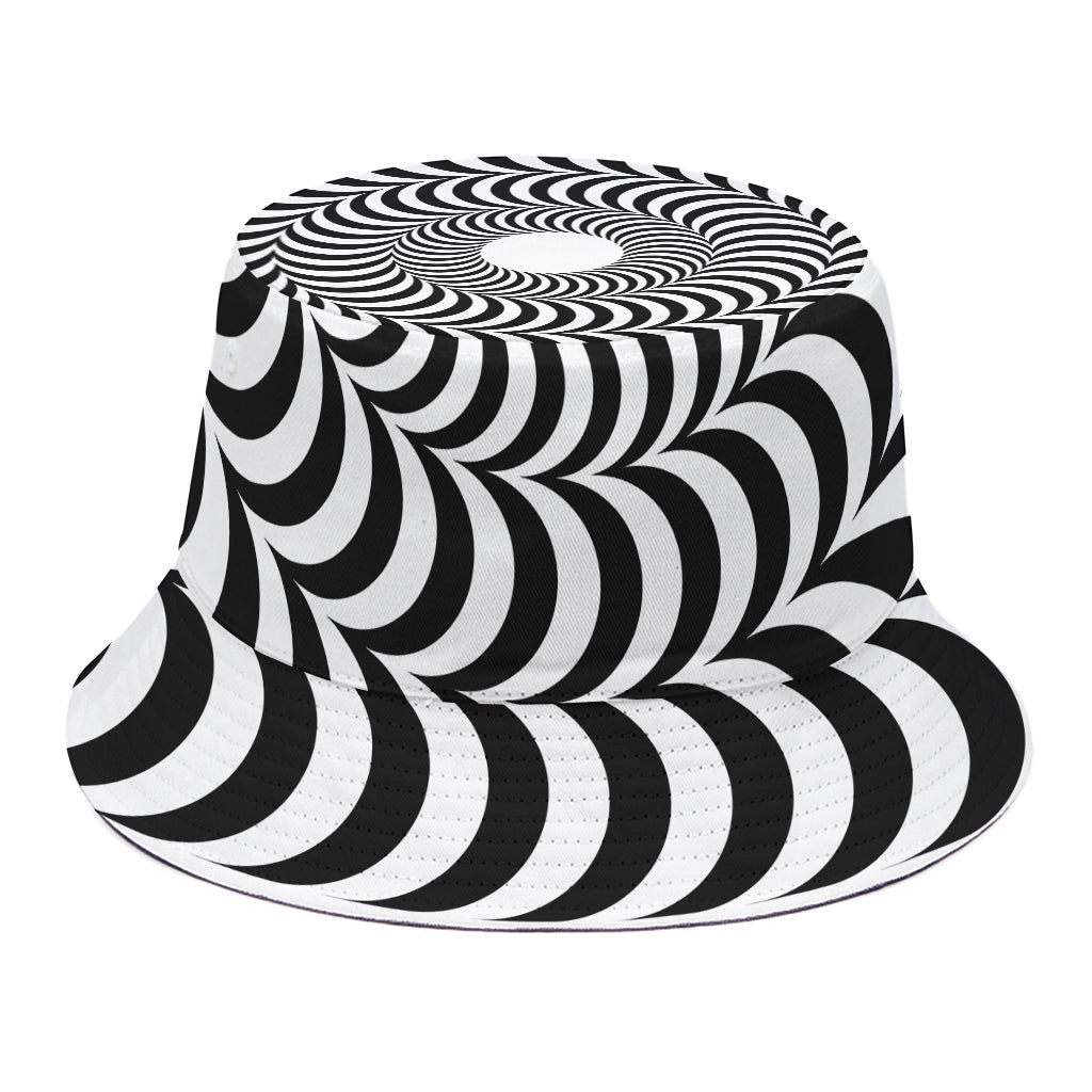 Black And White Circle Illusion Print Bucket Hat