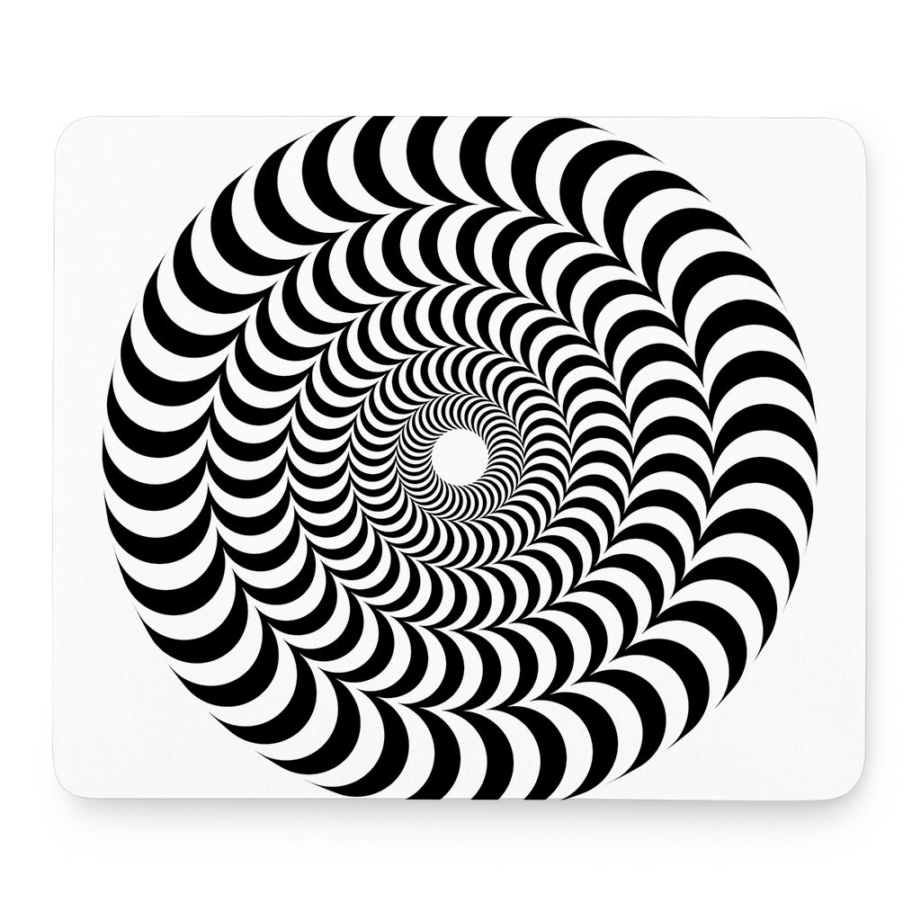 Black And White Circle Illusion Print Mouse Pad