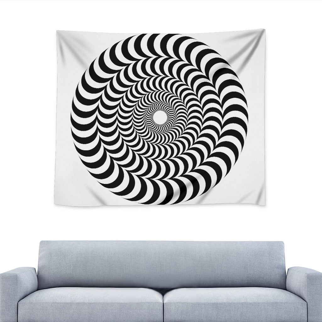 Black And White Circle Illusion Print Tapestry