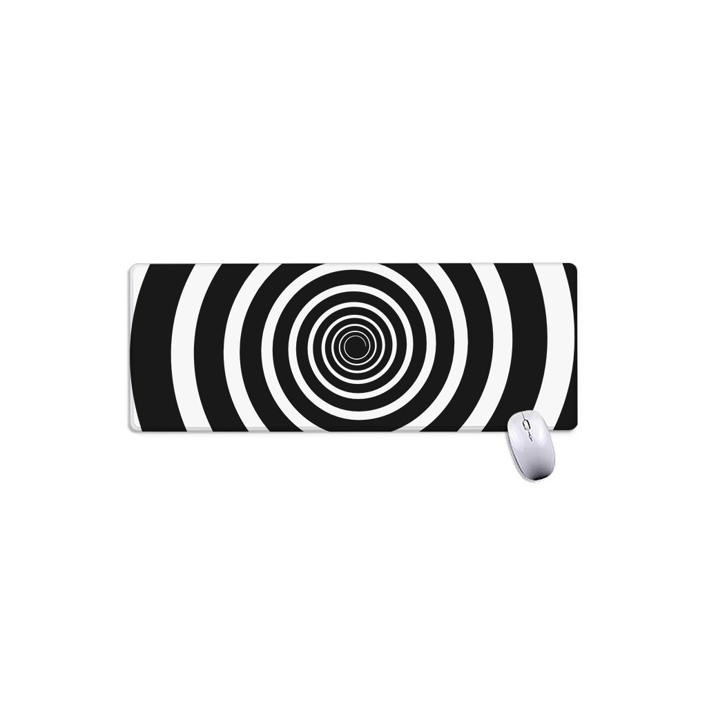 Black And White Circle Swirl Print Extended Mouse Pad