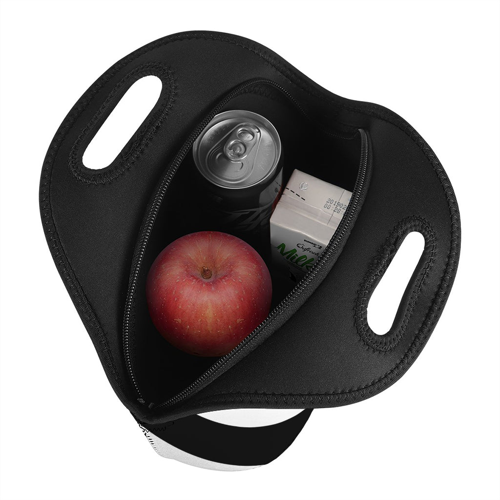 Black And White Circle Swirl Print Neoprene Lunch Bag