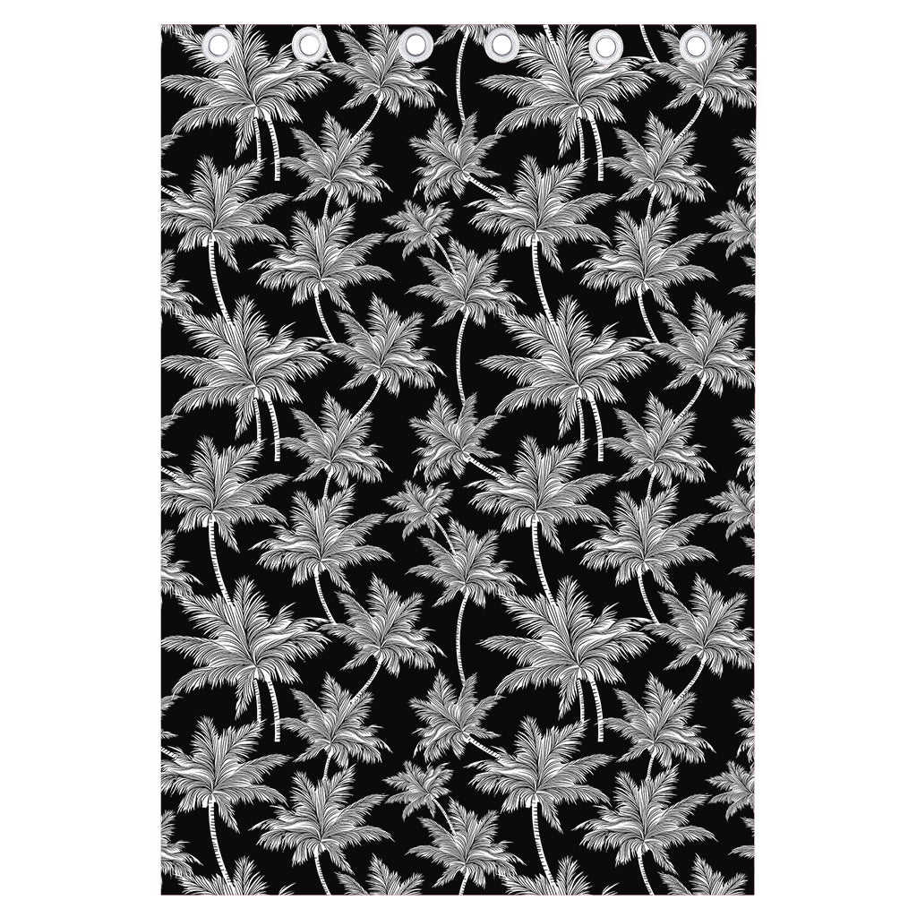 Black And White Coconut Tree Print Curtain