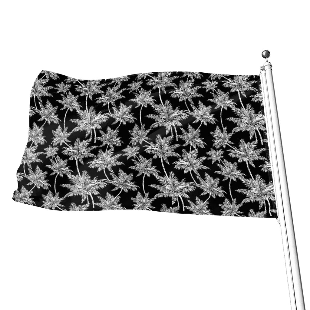 Black And White Coconut Tree Print Flag