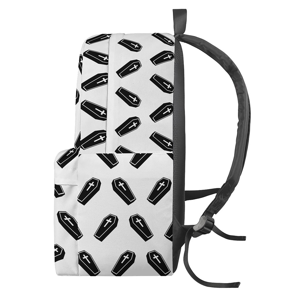 Black And White Coffin Pattern Print Backpack