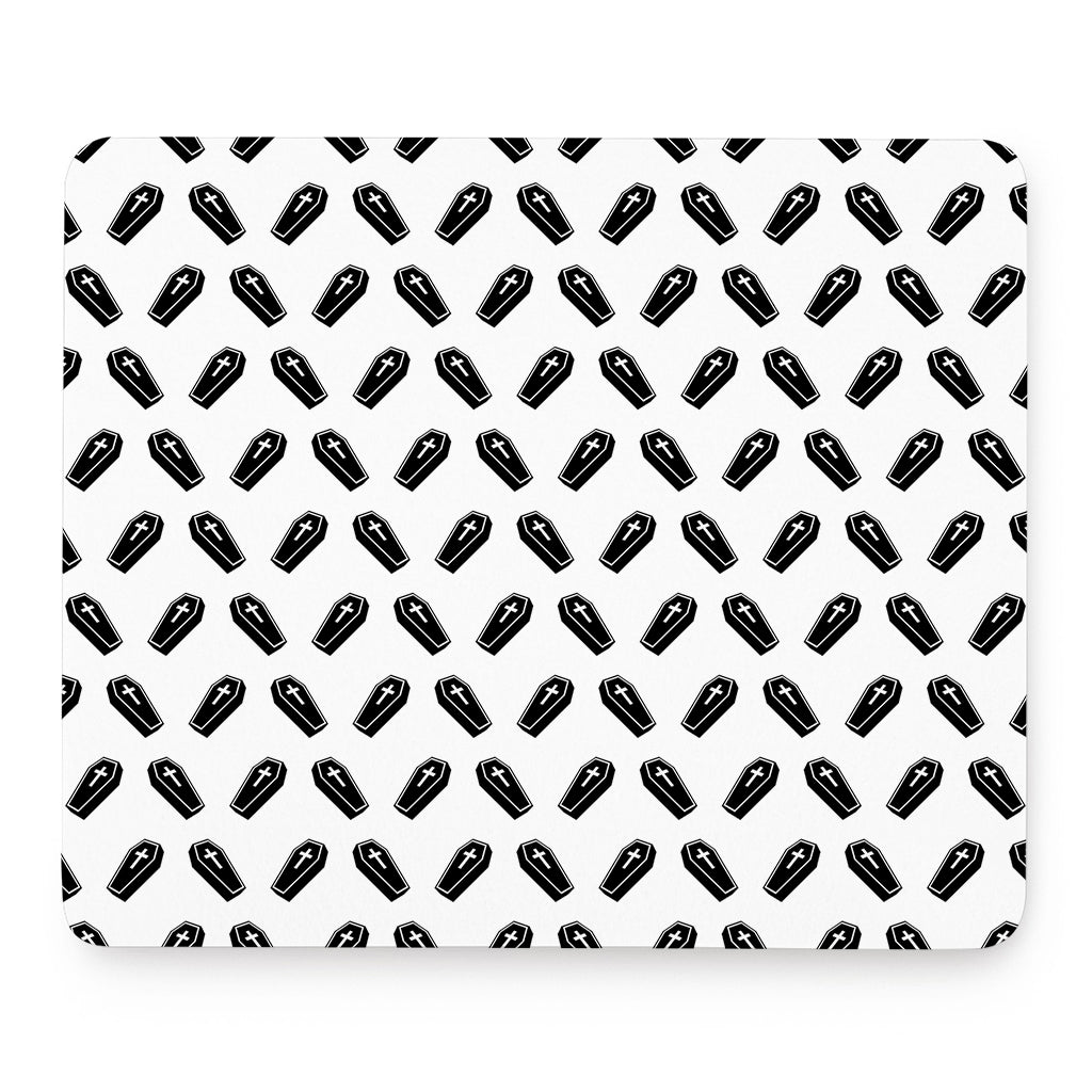 Black And White Coffin Pattern Print Mouse Pad