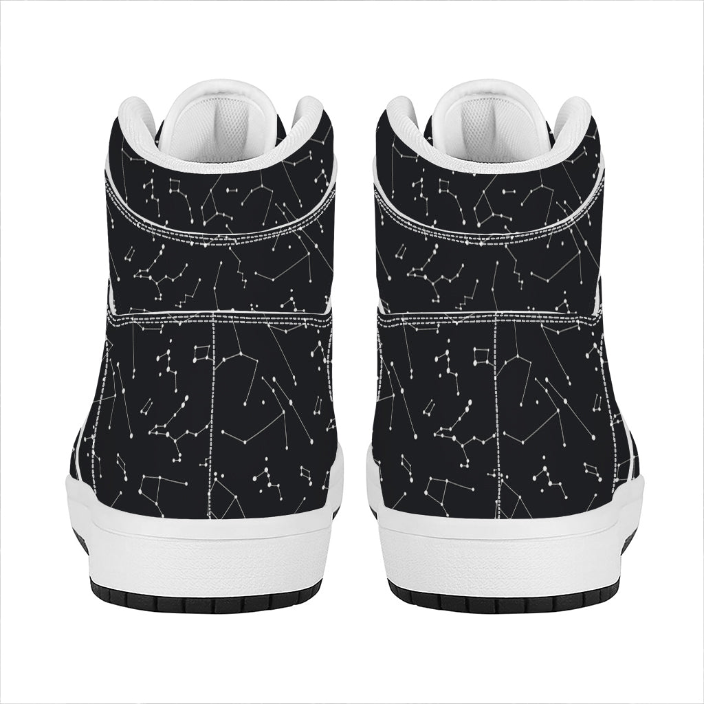 Black And White Constellation Print High Top Leather Sneakers