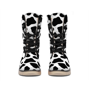 Black And White Cow Print Winter Boots