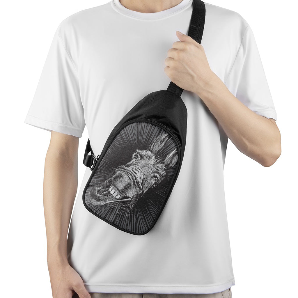 Black And White Crazy Donkey Print Chest Bag