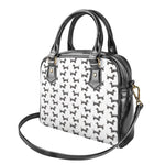 Black And White Dachshund Pattern Print Shoulder Handbag