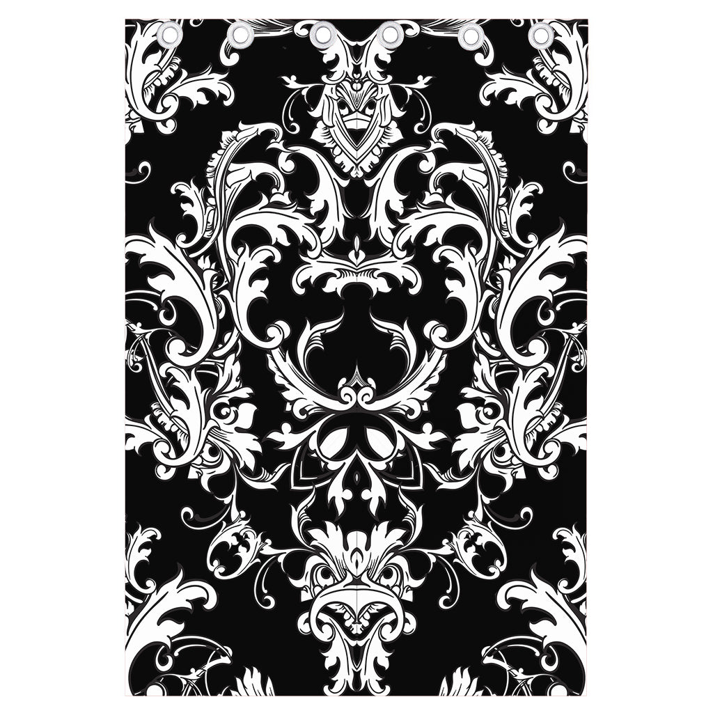 Black And White Damask Pattern Print Curtain