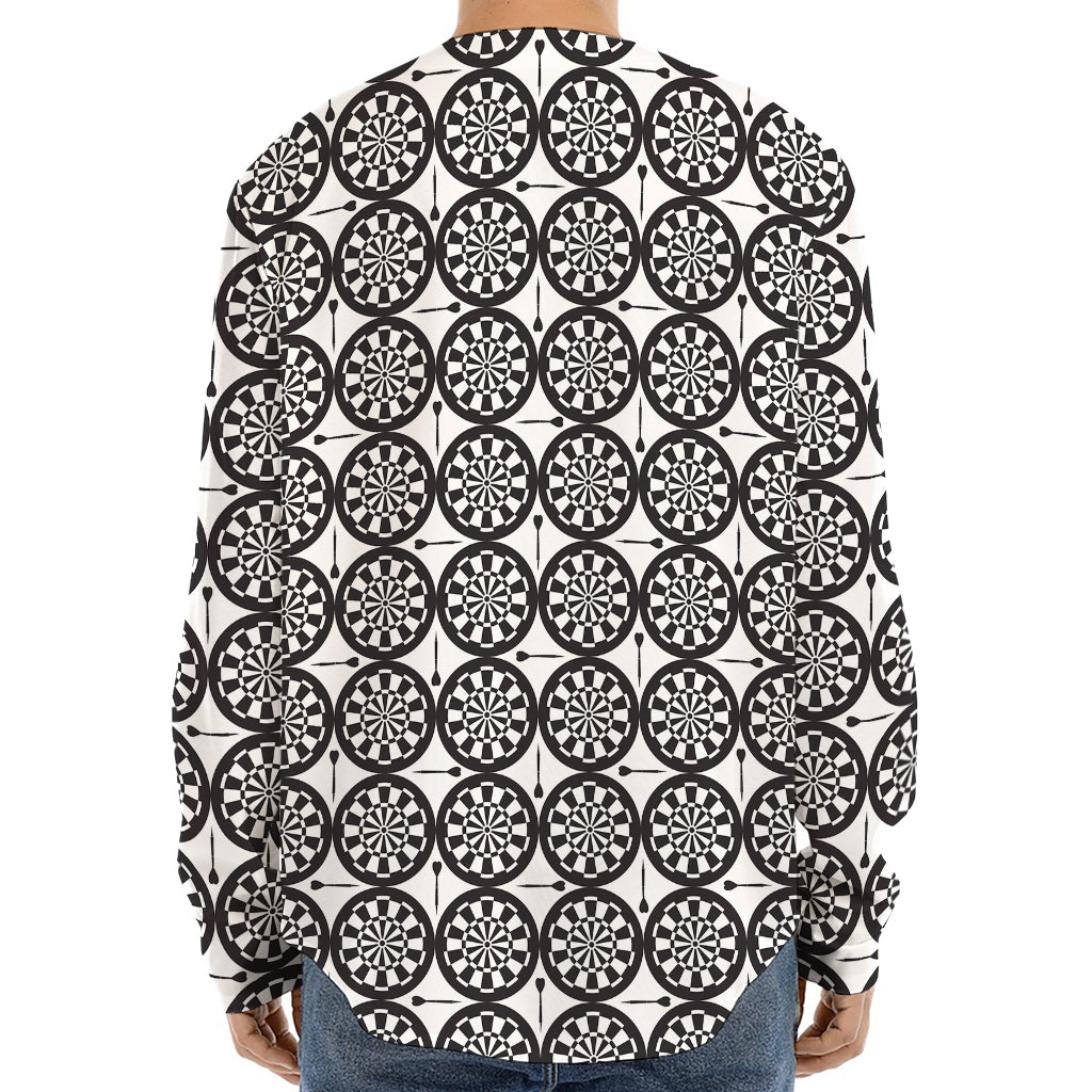 Black And White Dartboard Pattern Print Long Sleeve Baseball Jersey