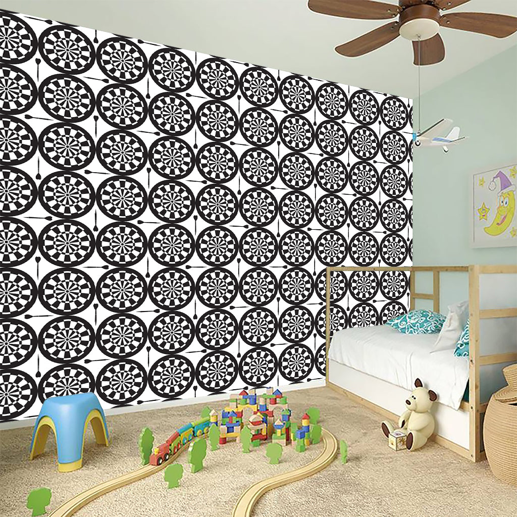 Black And White Dartboard Pattern Print Wall Sticker