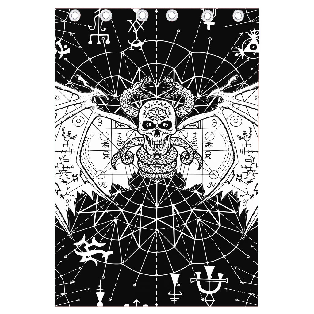 Black And White Demon Wicca Print Curtain