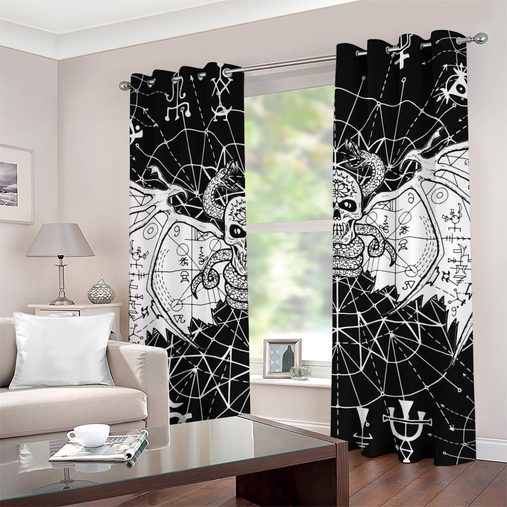 Black And White Demon Wicca Print Grommet Curtains