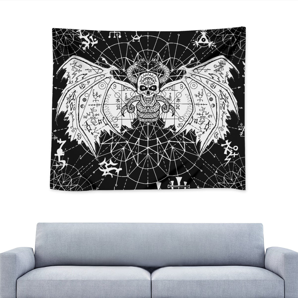 Black And White Demon Wicca Print Tapestry