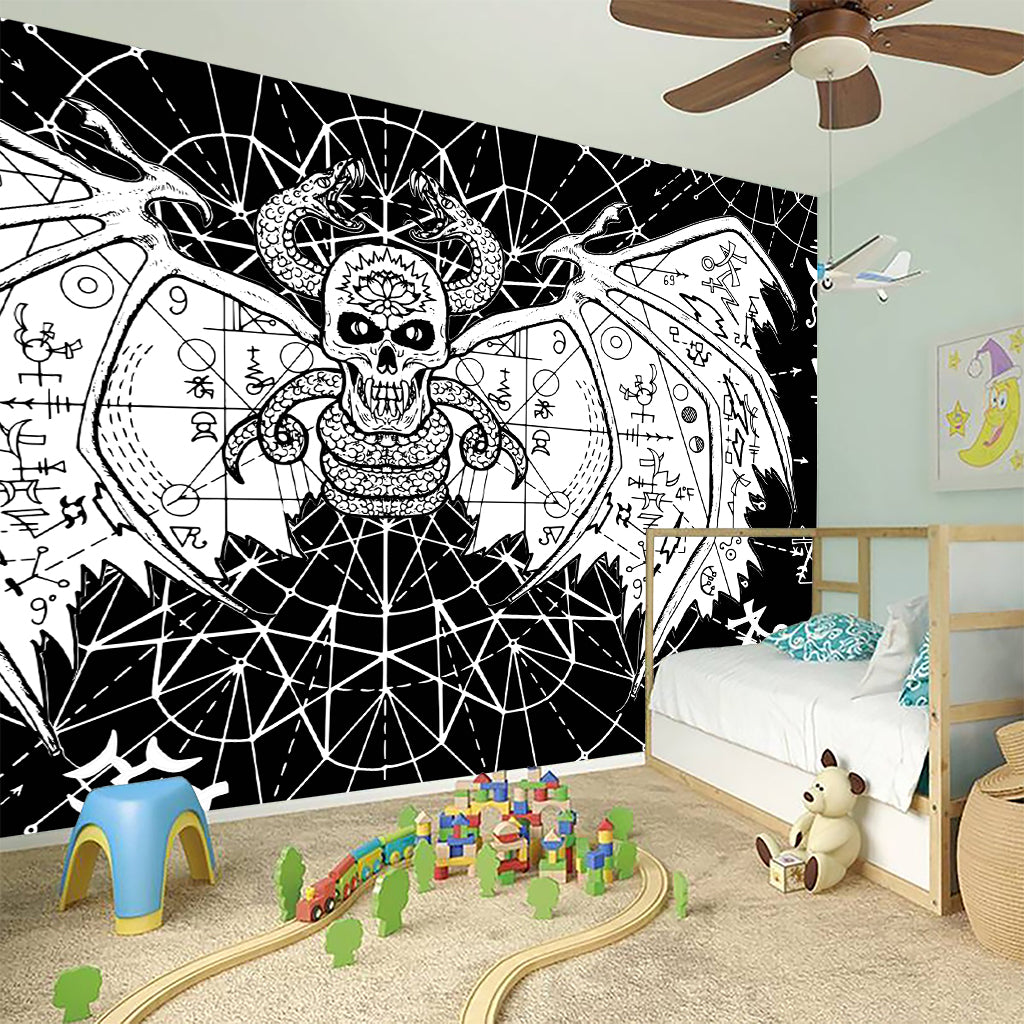 Black And White Demon Wicca Print Wall Sticker