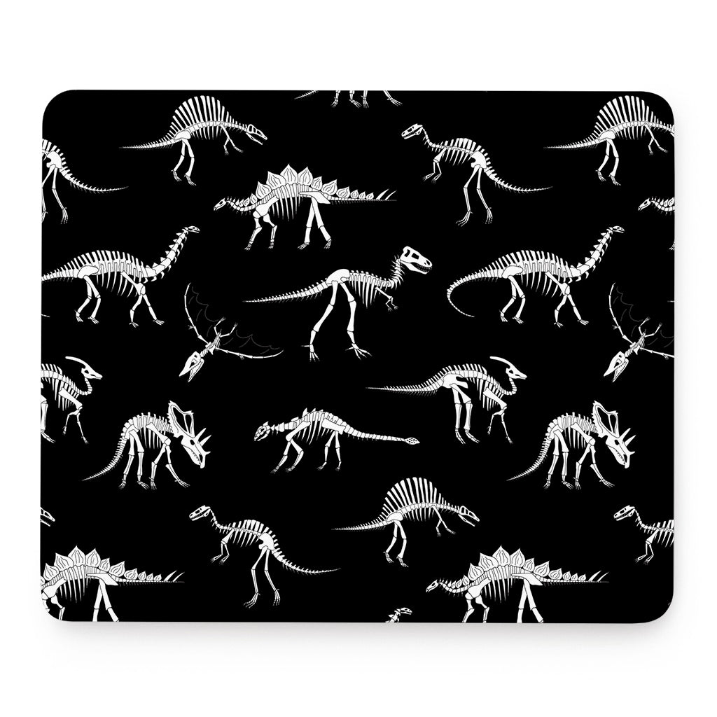 Black And White Dinosaur Fossil Print Mouse Pad
