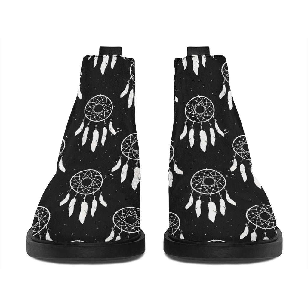 Black And White Dream Catcher Print Flat Ankle Boots